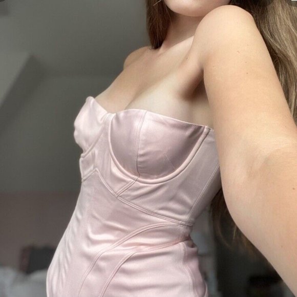 RARE HOUSE OF CB 'Antonella' Blush Satin Boned Corset NWOT - Picture 6 of 12